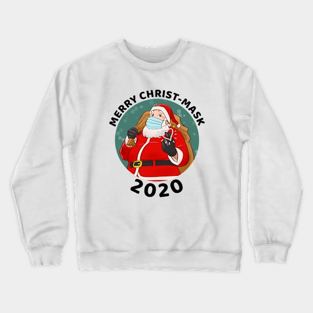 Merry Christmask 2020 Santa wearing mask xmas Crewneck Sweatshirt by souw83